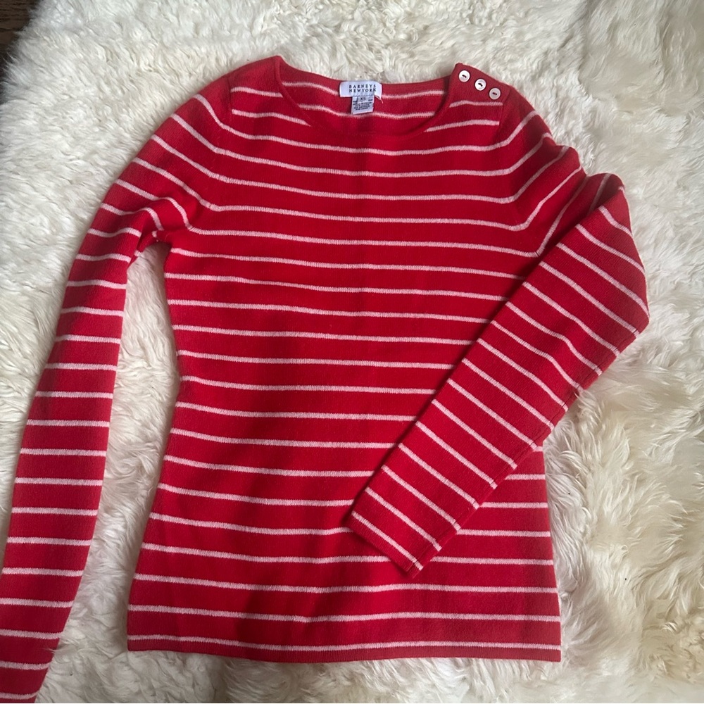 Barney’s New York red striped cashmere sweater